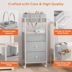 Modanais Baby Diaper Caddy Organizer Cart with Drawers - 3In1 Rolling Storage Cart with Wheels, Removable Diaper Caddy, Detac