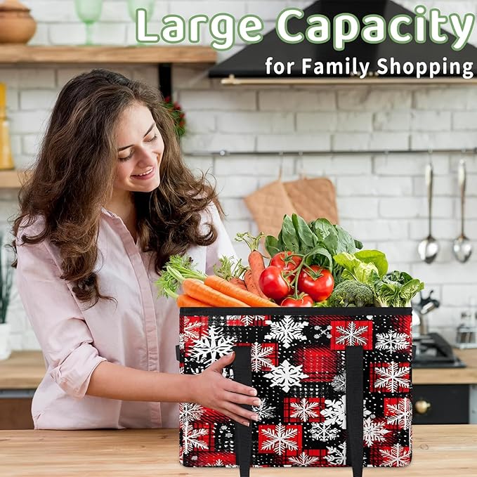 Reusable Grocery Bags Heavy Duty Shopping Bags Foldable Large Tote Bags with Long Handles & Hard Bottom