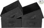 JAKAGO Fabric Storage Bins set of 4 Rectangle Storage Baskets with Handle Foldable Closet Organizer for Clothes Towel bedding