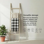 Blanket Ladder for Living Room 6-Tier, Wooden Decorative Quilt Holder for Bed Room, Wall-Leaning Towel Rack for Bathroom, Dec