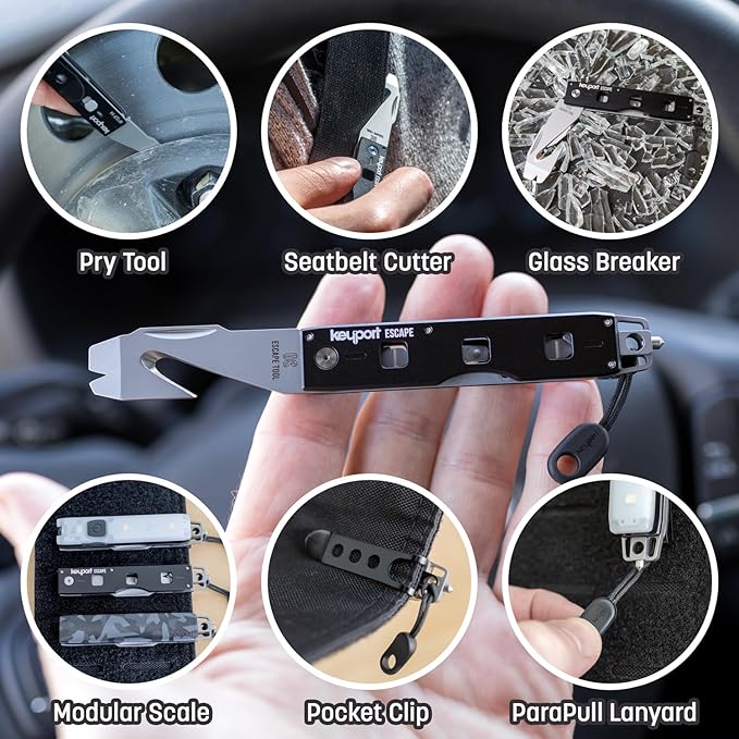 Compact Vehicle Emergency Multi-Tool - Rescue-Grade Tungsten-Carbide Glass Breaker & Seatbelt Cutter for Car Rescue and Roads