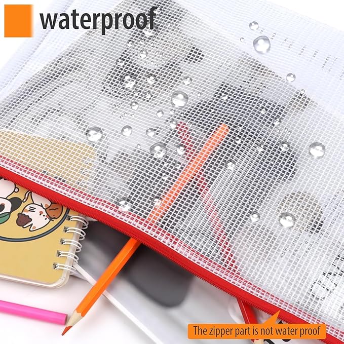 20PCS Mesh Zipper Pouch Bags, A4 13x9 Inches Waterproof Mesh Bags with Zipper, Plastic Zipper Pouch for Organizing, Mesh Bag 
