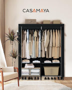 CASAMAYA Portable Closet, 54.3 Inch Large Capacity Wardrobe Closet with Cover, Clothes Storage Organizer with Shelves and 2 H