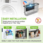 Funvalley Surperfect Magnetic Wire Mesh Storage Baskets, Black Steel Wall Mount Organizers, 2-Pack Large and Medium, Modern I