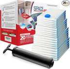 20-Pack Variety Vacuum Storage Bags for Comforters, Blankets & Clothes – Vacuum Sealed Compression Bags with Hand Pump – Spac