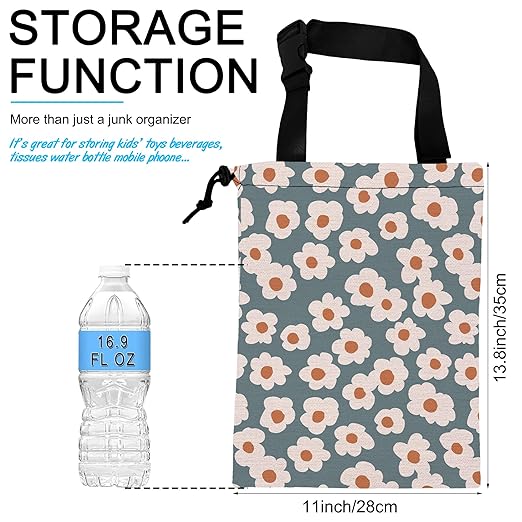 Car Trash Bag Hanging White Daisy Car Trash Can Waterproof Garbage Bag Hanging for Car Back Seat