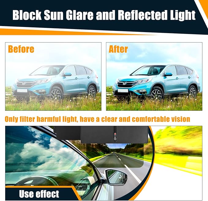 Veharvim Sun Visor Extender for Car (Polarized, Zipper Slider& Prevents Fingerprints, UV400, PC Lens), Visor Extender Attachment for Car Visor, Anti-Glare for Safe Driving (Passenger Side)