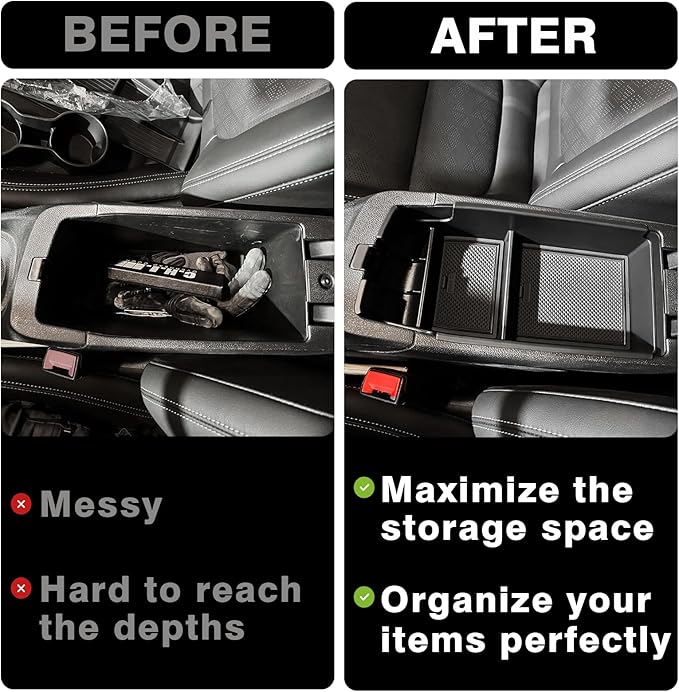 BestEvMod Center Console Organizer Tray Armrest Storage Box Accessories ABS Material Compatible with Chevy Bolt EV Bolt EUV 2022-2025 Accessories