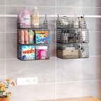 HapiRm Hanging Closet Organizer Storage - 3 Tier Metal Stackable Hanging Closet Shelves with Dividers and S Hooks, Foldable C