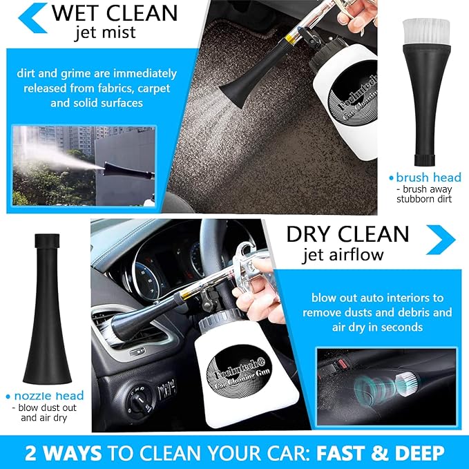 Car Detailing Kit Car Interior Cleaner Turbo Car Cleaning Gun Pro & at Home Interior Car Cleaning Supplies Kit for Upholstery