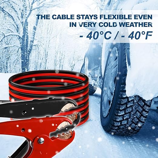 Heavy Duty Jumper Cables,All Copper 4 Gauge 20 Feet Booster Battery Cable,Automotive Wires with with Alligator Clips,600D Fabric Carrying Bag,Safety Gloves and Iron Brush for Cars Truck