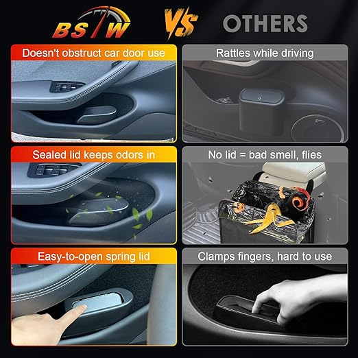 for Tesla Model Y Trash Can Tesla Model 3 Trash Bin for 2018-2024 Tesla Small Car Trash Can for Driver & Passenger Front Side Door Mini Trash Garbage Bin w/Lid (Tesla Left & Right Side)