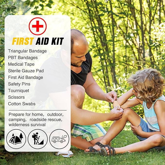 Nilight Car Emergency Kit with Jumper Cable Air Compressor Tire Repair Essential Tools First Aid Alligator Connector Electric