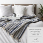 DII Modern Farmhouse Plaid Collection Cotton Fringe Throw Blanket, 50x60, White/Honey Gold