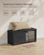 VASAGLE Storage Chest, Storage Bench with 2 Safety Hinges, Farmhouse Style, 15.7 x 39.4 x 18.1 Inches, for Entryway, Bedroom,