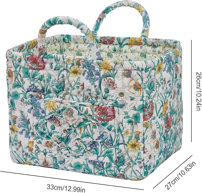 Boho Fabric Storage Basket, Large Capacity Laundry Basket, 12.2'' x 10.23'' x 10.23'' Collapsible Laundry Hamper with Easy Ca