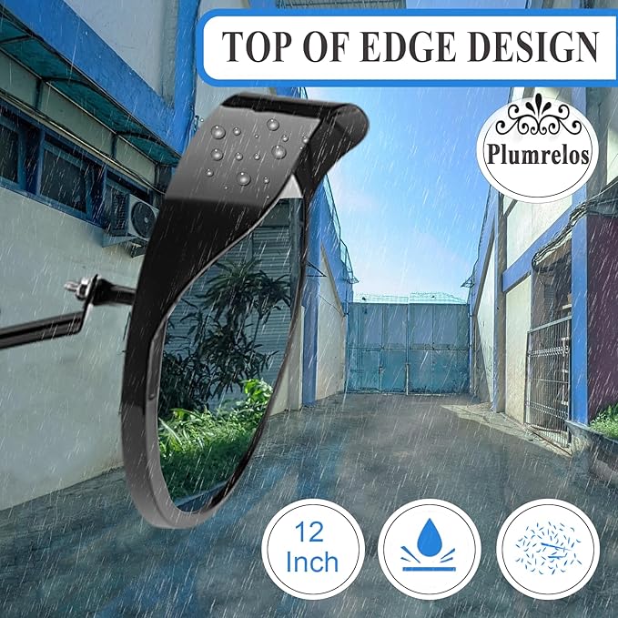 2PCS 12'' High-Grade Acrylic Convex Safety Mirror - 130° Wide Angle, Adjustable Fixing, Anti-Impact, Wall Mount for Blind Spot Elimination (Warehouse/Garage/Driveway, Indoor & Outdoor Use)