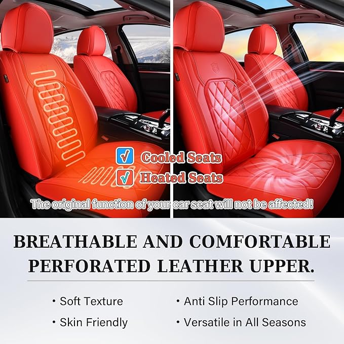 Coverado Leather Seat Covers, Car Seat Cover Front Seats, Waterproof Seat Covers, Luxury Faux Leather Car Seat Protectors, Re