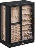 Glimmloop 360° Rotating Jewelry Box with 9 Drawers, Spacious Vertical Jewelry Organizer with Glass Window, Jewelry Storage Ca
