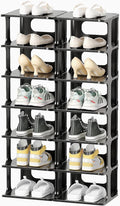 HAIXIN 14 Tier Vertical Black Shoe Rack for Front Door Entrance - Tall Shoe Organizer for Small Spaces, Closet Narrow Small S