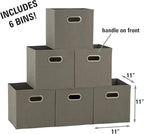 Household Essentials 84-1 Foldable Fabric Storage Bins Set of 6 Cubby Cubes with Handles Gray (Pack of 6)