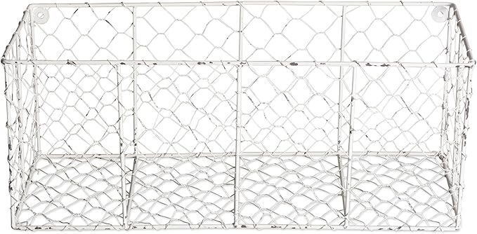 DII Chicken Wire Collection Farmhouse Vintage Wall Baskets, Assorted Basket, Antique White