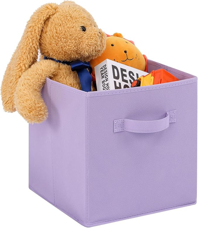 Stero Fabric Storage Bins 6 Pack Fun Colored Durable Storage Cubes with Fabric Handles Foldable Cube Baskets for Home, Kids R