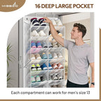 MISSLO 24 Pairs Over the Door Shoe Organizer Breathable Mesh Hanging Shoe Rack for Closet Storage with Wide Deep Pockets 8 Ti