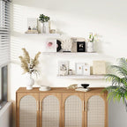 Vivelove Solid Wood Floating Shelves Set of 2, Elm Wood Wall Shelf with Invisible Bracket for Living Room Bedroom Bathroom Of