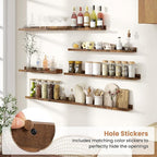 Fun Memories Picture Ledge Shelves Set of 2, 55 Inch Rustic Wall Mounted Floating Shelves with Lip for Home Storage and Décor