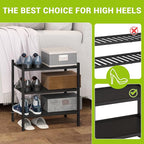 BMOSU 3-Tier Bamboo Small Shoe Rack Premium Stackable Shoe Shelf Storage Organizer for Hallway Closet Living Room Entryway Or