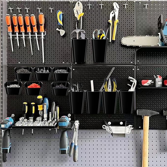 248PCS Pegboard Accessories Organizer Kit,1/8 and 1/4 inch Pegboard Hooks Assortment, Pegboard Bins, Metal Hooks for Hanging 