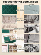 Velvet Travel Jewelry Box with Large Mirror, Double-Layer Jewelry Organizer Case for Women and Girls, Portable Storage Case w