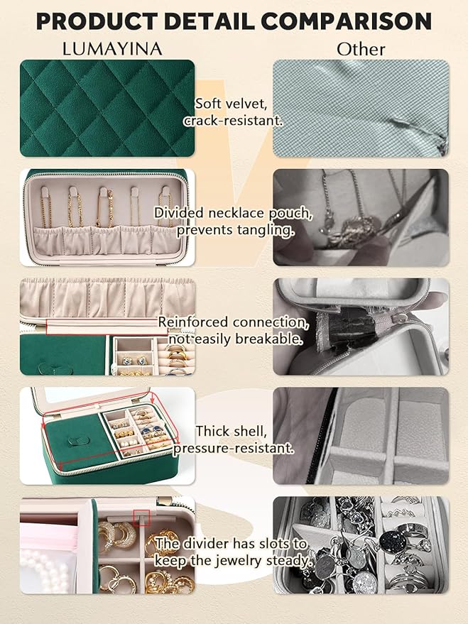 Velvet Travel Jewelry Box with Large Mirror, Double-Layer Jewelry Organizer Case for Women and Girls, Portable Storage Case w