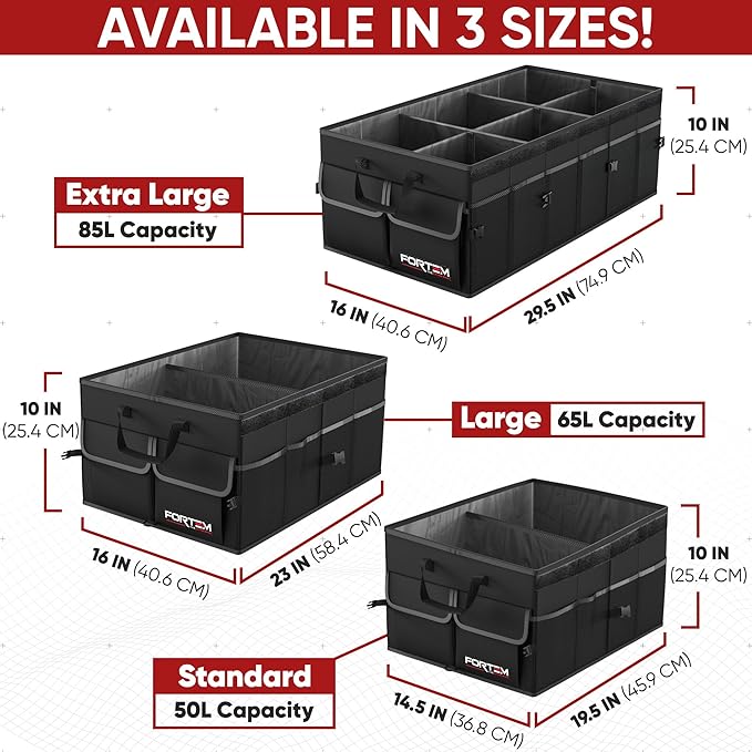 FORTEM Trunk Organizer For SUV Car Trunk Organizer, Foldable Storage, Car Accessories for Women Men, Collapsible Bag, Perfect C