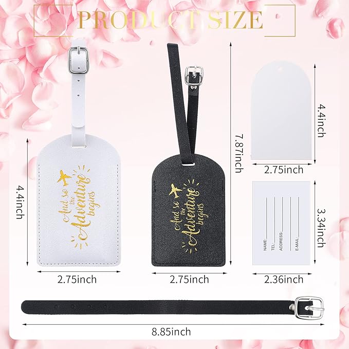 Amylove Bulk Luggage Tags Wedding Favors Adventure Begins Luggage Tags for Guests Travel Tag for Suitcase Bridal Gift 24 Pack