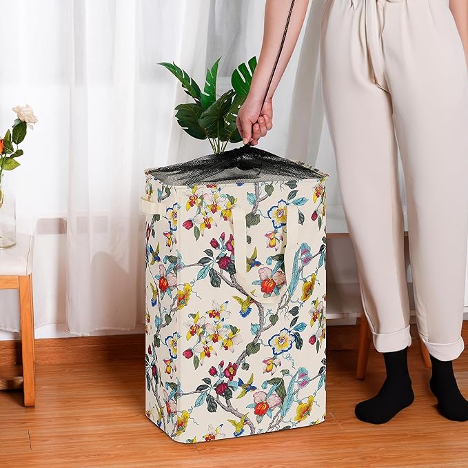 efluky Slim Laundry Basket, Narrow Laundry Hamper with Handles, Collapsible Dirty Clothes Hamper, Tall Laundry Bin for Laundr