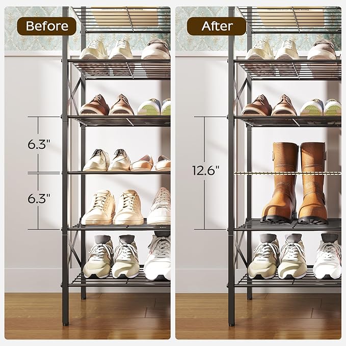 YATINEY 10 Tier Shoe Rack, Large Capacity Shoe Storage Organizer Holds 40 Pairs, Sturdy and Stable, for Entryway, Hallway, Cl