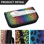 Car Tissue Holder Car Visor Organizer Tissue Box Holder for Car Sun Visor Organizer with Car Vehicle Accessories Essentials Interior for Women Men Rainbow Leopard Print