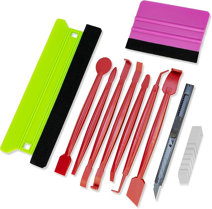 Car Wrap Application Kit Vinyl Wrap Tools for Vehicle Wrapping, Window Tint Film and PPF, with 8.3IN+4IN Vinyl Wrap Squeegee, Wrap Knife and 10pcs Blades, 7in1 Wrap Tuck Tools