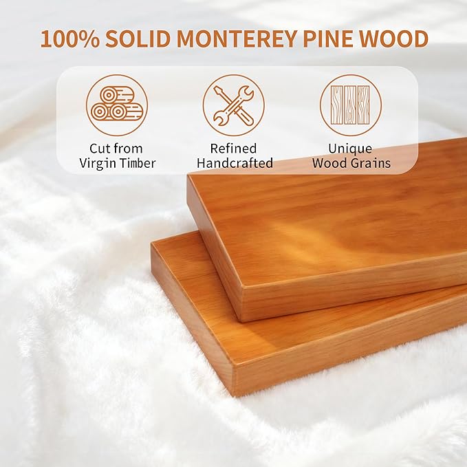 Floating Shelves for Wall 16 Inch Solid Real Wood Shelves Set of 2 Rustic Farmhouse Wall Mounted Wood Shelf for Bedroom Livin