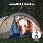 10000mAh Battery Operated Camping Fan with LED Light-7 inch USB Fan with Hanging Hook for Tent Car RV Hurricane Emergency Out