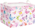 Clastyle 36L Pink Dreamy Butterfly Kid Storage Basket Collapsible Rectangle Clothes Toy Nursery Bin Book Shelf Basket