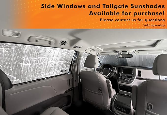 YelloPro Auto Custom Fit Front Windshield Sunshade Protector for 2011 2012 2013 2014 2015 2016 2017 2018 2019 2020 Toyota Sienna Minivan, L, LE, SE, XLE, Limited, Sun Shade Accessories, Made in USA