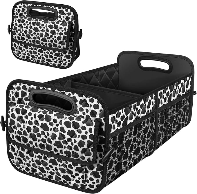 Deosk Car Organizer for SUV - 6 Big Pocket Trunk Storage With Waterproof Polyester, Car Accessories for Women/Men, Cow