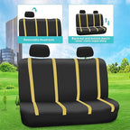 FH Group Unique Flat Cloth Full Set Car Seat Covers w. Silicone Steering Wheel Cover- Universal Fit for Most Cars, Trucks, SUVs or Vans (Yellow/Black)
