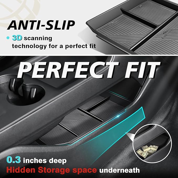 BestEvMod 2PCS Center Console Organizers Compatible with Honda Prologue 2026 2025 2024 Accessories Storage Tray Easy to Install and Clean Anti-Slip Front + Lower Console Tray