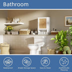 HITNET Medicine Cabinet, Rattan Bathroom Wall Cabinet Over Toilet, Bamboo Space Saver Storage Organizer with Door and Shelf f