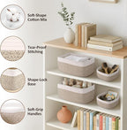 5-Pack Small Woven Rope Storage Baskets – 2 Sizes Organizer Bins for Closet, Shelf, Bookshelf, Nursery, Changing Table, Fabri