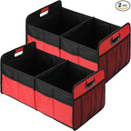 Simple Deluxe Trunk Organizer for Car/SUV/Truck, Collapsible 2 Compartment 50L Automotive Storage Box with 5 Pocket, 600D Waterp